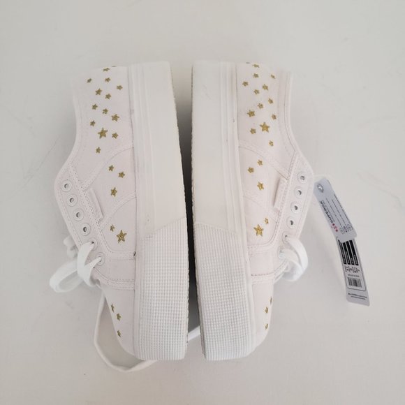 NWT Superga Cotu 2790 Embroidered Gold Star Platform Sneaker White Sz 10 Euro 41 - Picture 11 of 13